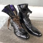 Antique Victorian Edwardian Ladies High Top Lace Black Boots 22 eyelets Leather
