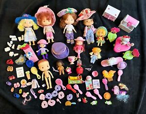 Huge Lot Of Strawberry Shortcake Dolls, Clothes, Shoes,  Hats, Combs & Furniture
