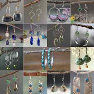 925 Silver Hoop Stud Dangle Cubic Zirconia Earrings Women Wedding Jewellery Gift