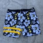 HURLEY Phantom Weekender 20” Beach Board Shorts Mens Size 36 Floral Black Yellow