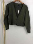 GAP Womens Green Long Sleeve Knitted Button Front Cropped Cardigan Sweater XS