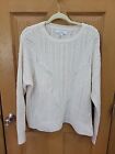 Magaschoni Cashmere Sweater Womens Large Cable Knit White