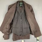 Ralph Lauren Pant Suit Womens 8 Brown Three Piece Blazer Vest VTG Wool Stylish