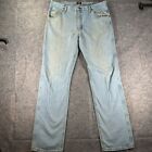 Vintage Wrangler 47MWZ Faded & Distressed Light Blue Denim Jeans size 36x34