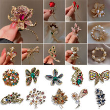 Fashion 3D Rose Flower Zircon Crystal Plant Brooch Pin Women Costume Jewellery