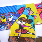 Lot of 5 Romero Britto artwork folders bold bright NEW hearts fish polka dots