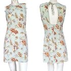 Vintage 90s City Triangles Pale Green Floral High Neck Open Back Mini Dress