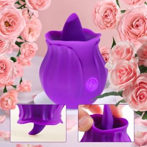 Purple Rose Vibrator Clit Nipple Licking G-Spot Dildo Oral Adult Sex Toy Women