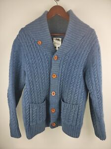 Le 31 Tricot Knitewear Men's Sweater L Blue Fisherman Cardigan Chunky