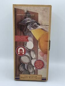New ListingMagnetic Bottle Opener with Cap Catcher, Wooden Wall Mounted Opener