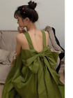 Fashion Elegant Green Dress Sling Sweet Dress Backless Bow Tie Lace Up Clothe