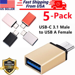 5 Pack USB-C Type C 3.1 Male to USB 3.0 Type A OTG Converter Adapter Sync Data