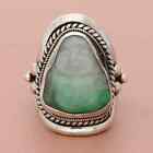 sterling silver vintage braided hand carved buddha jade ring size 8