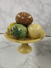 VTG Lot Of 5 Alabaster Marble Egg Set With Stand, RARE  1 Blemish See Pics