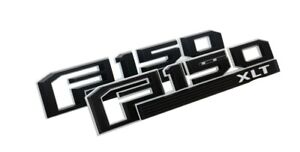 2Pc Fits 2015-2018 F-1-5-0 XLT Emblems Front Fender Badge Black White (For: F-150 XLT)