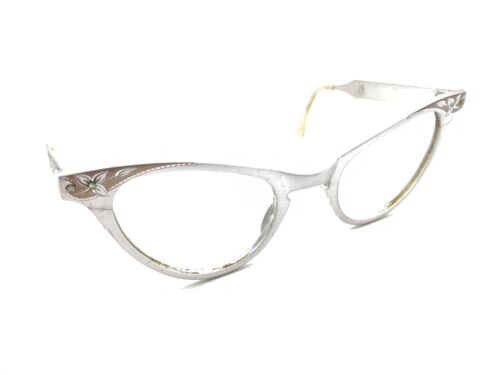 Art Craft Vintage Matte Gray Pink Cat Eye Eyeglasses Frames 44-20 135 USA Women