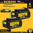 20V Max 8.0Ah Lithium Battery & Charger For DeWalt 20 Volt DCB205-2 DCB206-2