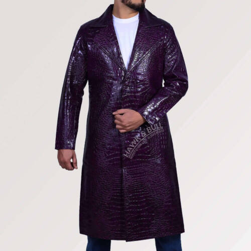 Long Overcoat For Men Purple Trench Coat For Men Long Leather Jacket
