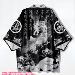 Chinese Men Kimono Cardigan Jacket Coat Yukata Loose Tops Japanese Haori Dragon