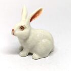 Porcelain White Rabbit Bunny Figurine Hand Painted Ceramic Miniature Collectible