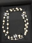 CHANEL CRYSTAL FAUX PEARL CC LOGO NECKLACE 42