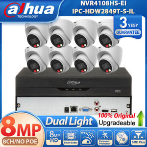 NEW ! Dahua 8CH NO POE NVR 8MP 4K Dual Light MIC Security IP Camera System Lot