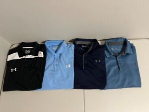 LOT OF 4 ⛳️ Under Armour Polo Shirts Mens Small S Heat Gear Loose UA Tech