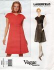 Vogue 1955 LAGERFELD Wrap Dress w Raised Waist & Welt Pockets Sz 6-10 UNCUT