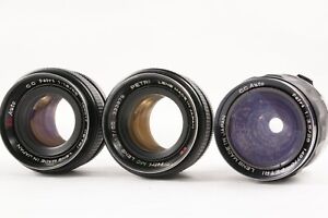 3 LOT VTG Lenses Petri 28mm f3.5 C.C. Auto + EE 55mm f1.8 + MC 55mm f1.7 Lens