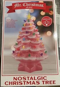 Mr Christmas Nostalgic Christmas Tree PINK 14”Ceramic Multicolor Lights Holidays