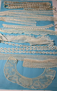 Vintage Antique Lace Sheer Crochet Pieces Lengths Collar 1920s Trim salvaged