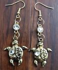 Brass-Color Turtle Dangle Earrings