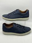 ECCO Soft 7 Navy Blue Leather Shoes Mens Size 11 Extra Wide Low Top Lace Up VGC!