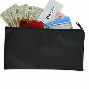 DALIX Zipper Money Bank Bag Pencil Pouch Makeup Travel Accessories Holder Black