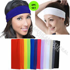 2pc HEADBAND Stretch Sports Yoga Gym Black Hair Band Wrap Sweatband Womens Mens