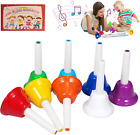 Hand Bells, 8 Note Musical Handbells Set with 10 Songbook Musical Toy Percussion