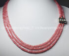 Pretty 3 Rows 2x4mm Faceted Pink Rhodochrosite Rondelle Beads Necklace 17-19''