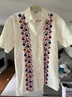 Embroidered Tulliano Medium Button Down Short Sleeved 100% Cotton Shirt
