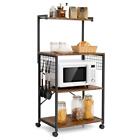 New Listing4-Tier Microwave Oven Stand on Wheels, Industrial Utility Storage Shelf w