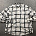 Abercrombie Fitch Flannel Shirt Mens 2XL White Plaid Long Sleeve Hiking Button