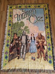 VTG 2000 The Wizard of Oz Cotton Tapestry Fringed Throw Blanket 44x68