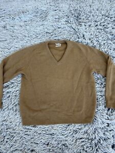 Alan Paine Sweater Mens Size 42 Brown Beige Camelhair V Neck Tan England Vintage