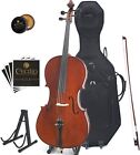 Cecilio CCO-500 Ebony Fitted Flamed Solid Wood Cello w/Case, 4/4 - Varnish
