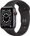 Apple Watch Series 6 GPS + LTE, 44MM Space Gray Aluminum Case & Black Sport Band