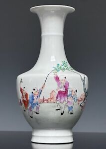 Antique Chinese Porcelain “Boys” Vase Hongxian Mark Famille Rose Early 20th c