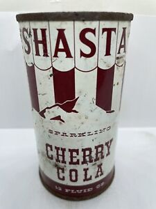 SHASTA CHERRY COLA PRE-ZIP FLAT TOP SODA CAN - 12 FL., OZ. - SAN FRANCISCO, CA