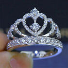 1.Ct Simulated Diamond Princess Crown Promise Ring 14k White Gold Plated Silver