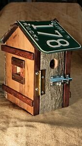 Rustic Handmade Wren Birdhouse made from Recycled Material