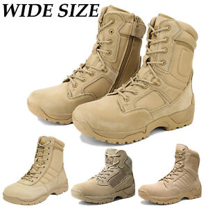 Mens WIDE SIZE Military Boots Leather Combat Boots Waterproof Tactical Boots