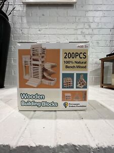 200 Pc Wooden Building Blocks.  100% Natural Bench Wood